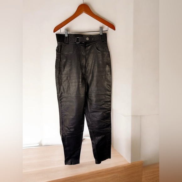 Black Leather Men's Jeans - Picture 1 of 15